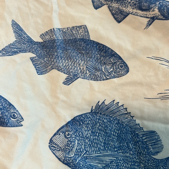 Country Road Blue and White Board Shorts with Nautical Fish Print, Size Large - Picture 6 of 6